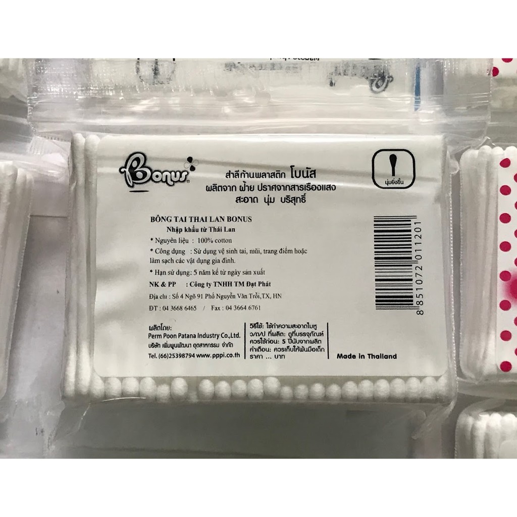 Tăm bông bonus Thái Lan gói 200 que