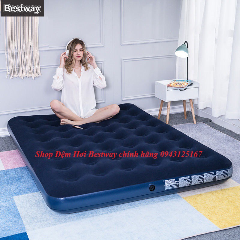 Nệm hơi Đệm hơi Bestway 67004- Size: 2,03m x 1,8m x 22cm kèm bơm hơi điện 2 chiều tiện dụng