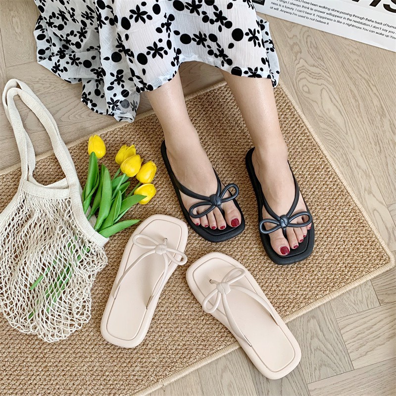 Dép Xỏ Ngón Quai Nơ Nữ Tính Bảng Màu Basic Hàn Quốc G143