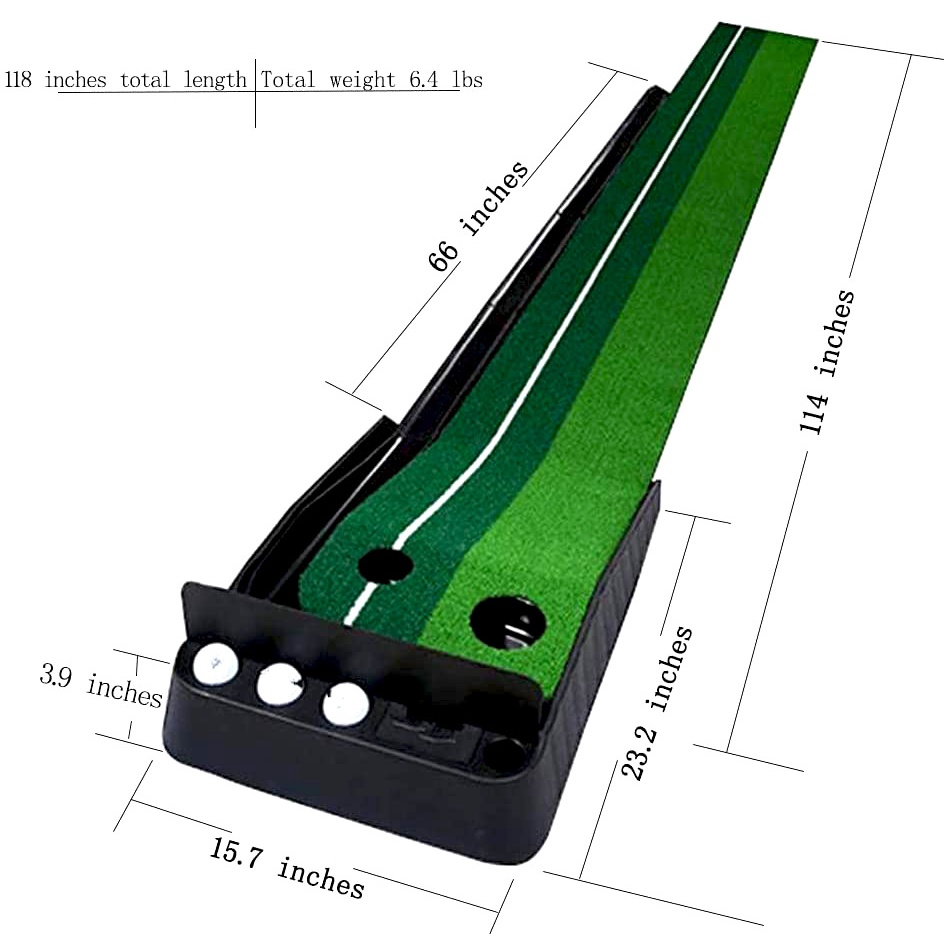 COMBO Thảm tập put nhựa, putting green nhựa lane dài + Gậy PUTT, tặng kèm 06 bóng tập chuyên dụng