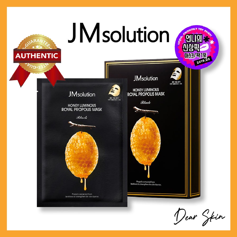 Mặt nạ JM Solution Honey Luminous Royal Propolis Mask chiết xuất từ mật ong 25ml x 10 [1 Hộp]