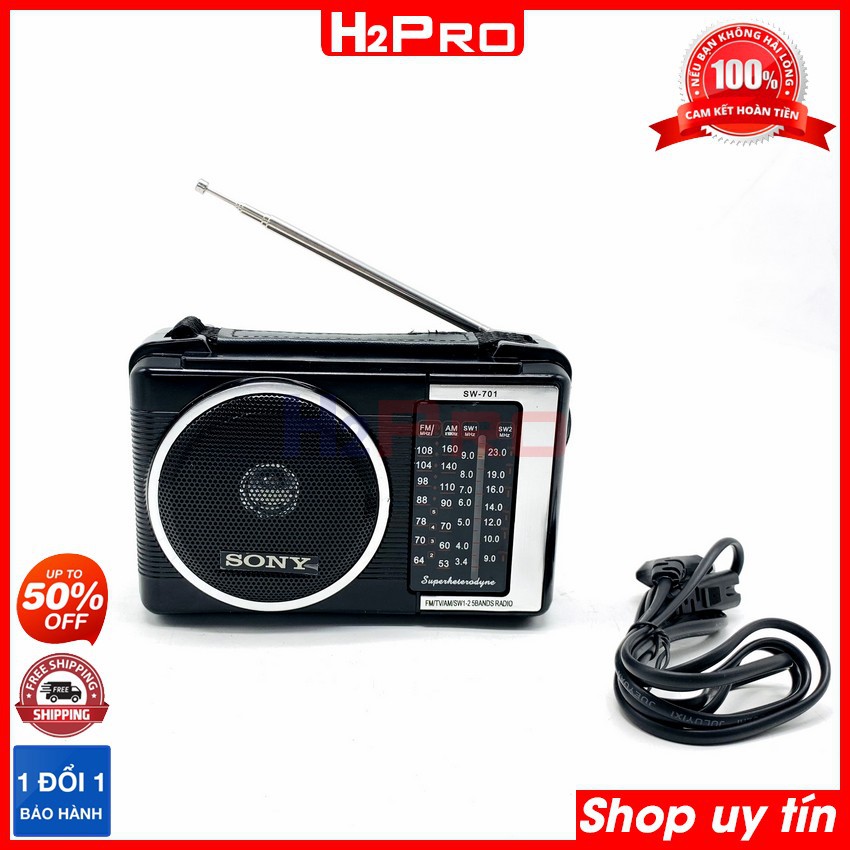 Đài radio Sony SW-701 H2Pro 5 bands FM-TV-AM-SW1-SW2 bắt sóng khỏe, máy đài radio sony fm-am dễ dùng-chạy 2 pin tặng quà