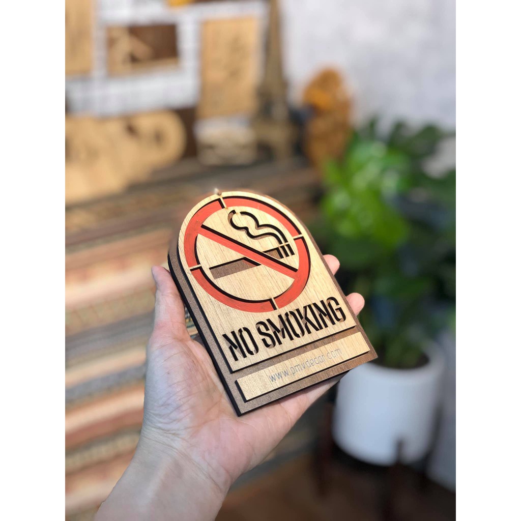 NOSMOKING, Bảng gỗ 2 màu tương phản, BNSMK-PMV8