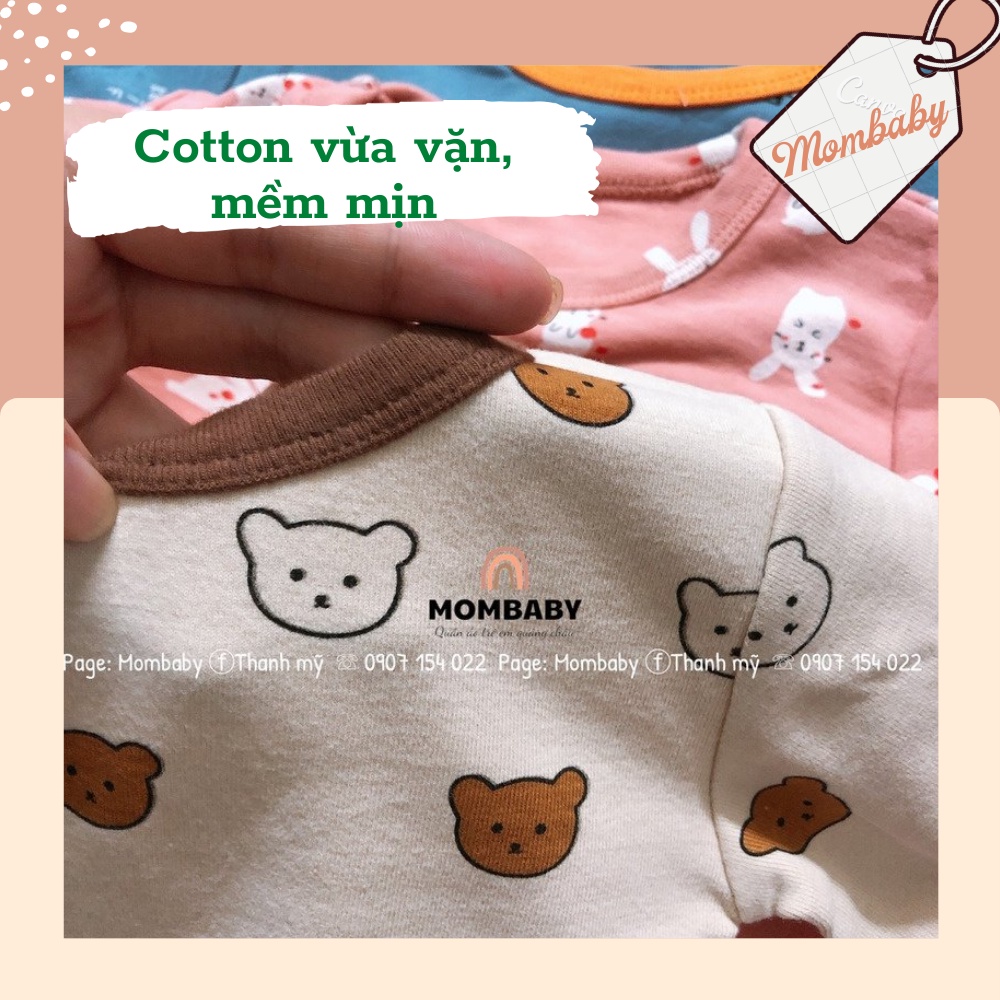 (Ambb-kids QC) Bộ Dài Tay Thun Cotton Co Dãn Họa Tiết Dễ Thương Cho Bé Trai, Bé Gái