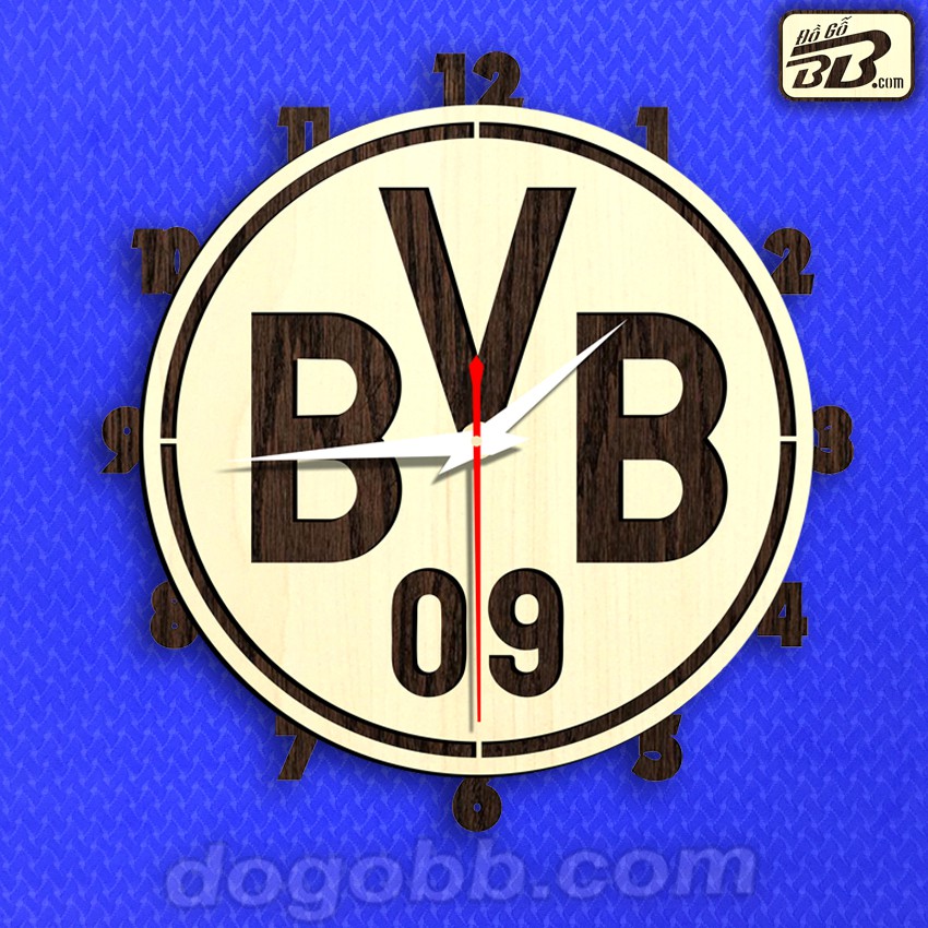 Đồng Hồ Bóng Đá Logo Clb Borussia Dortmund Treo Tường Bằng Gỗ Bền Rẻ Đẹp - Đồ Gỗ BB