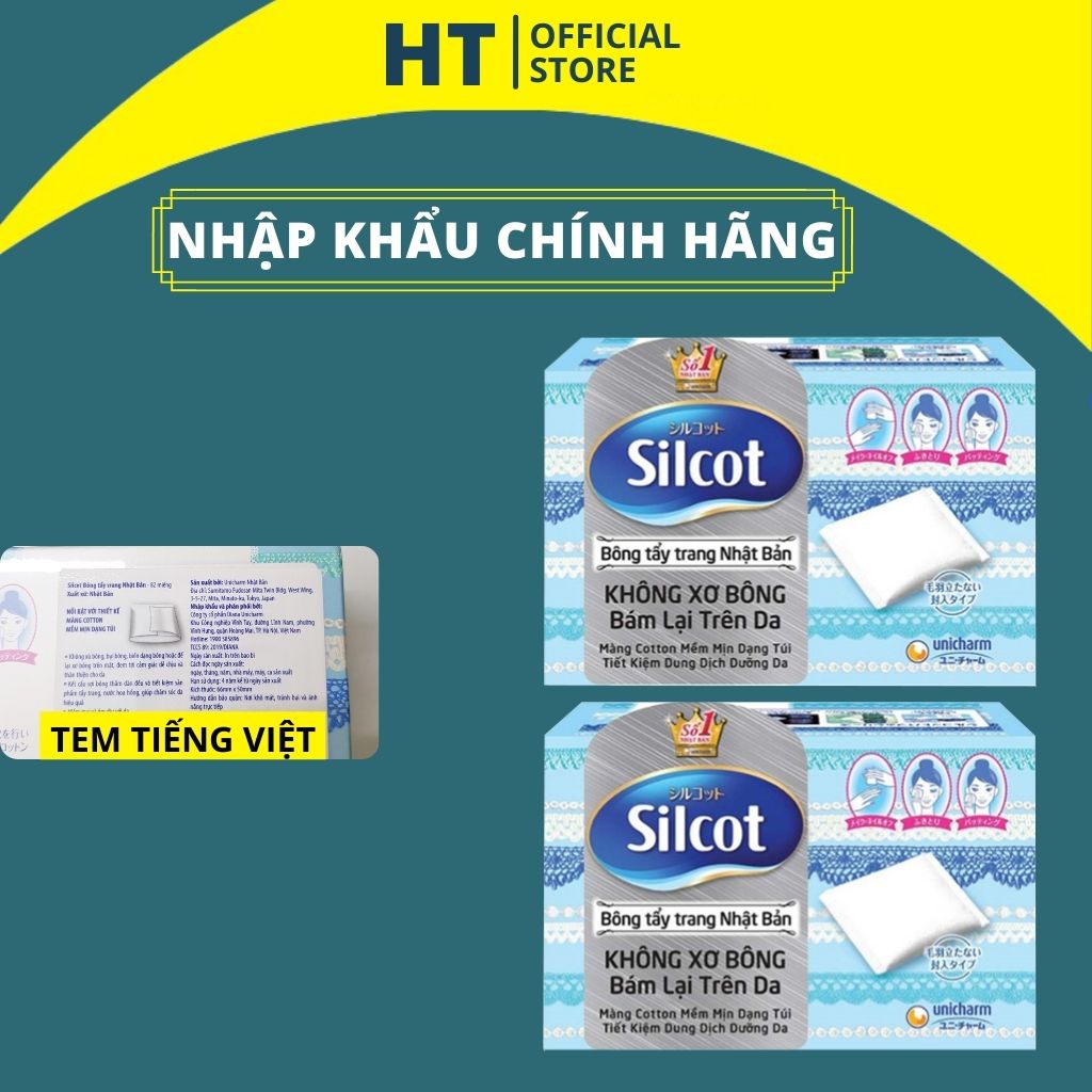 Bông tẩy trang Silcot Nhật Bản Hộp 82 miếng cao cấp - Silcot Unicharm