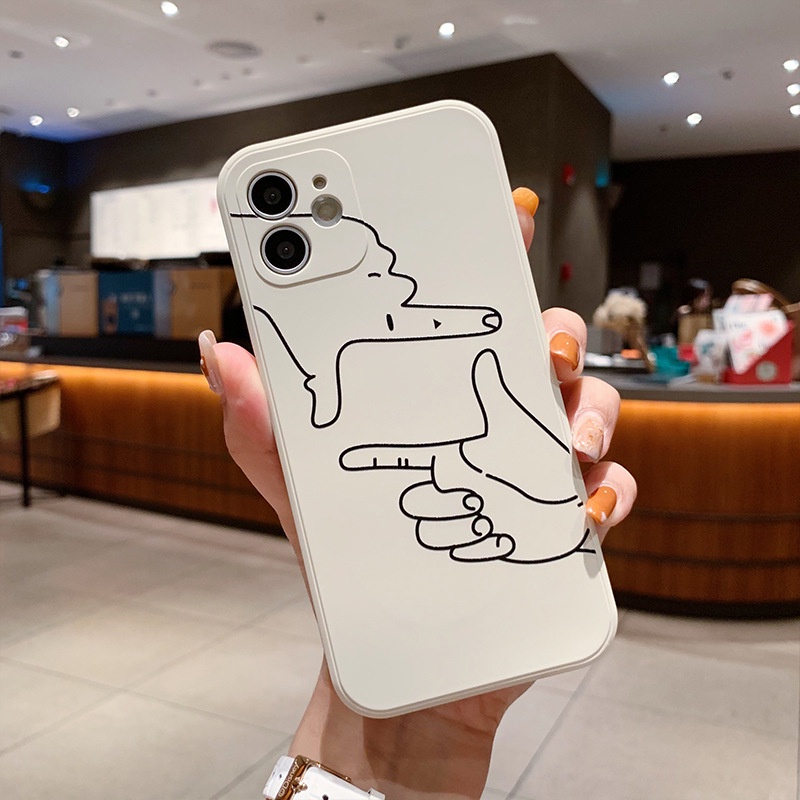 Ốp iphone cạnh vuông Đôi tay phong cách độc đáo cho 11/11pro/11promax/12 pro max/13 pro max/6/7/8/plus/x/xr/xsmax-e218