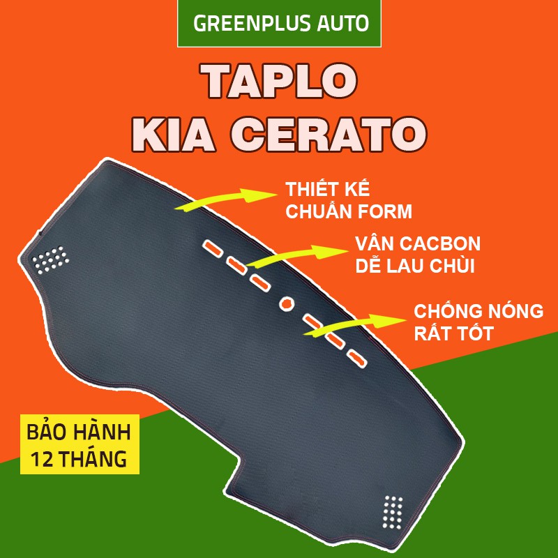 Thảm Taplo Kia Cerato, chất liệu da vân Cacbon, bảo hành 12 tháng