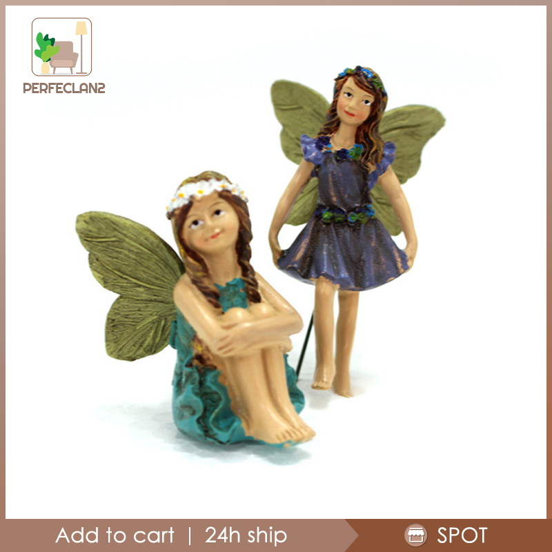 [PERFECLAN2]6 Miniature Pixie Flower Fairy Figurine Dollhouse Beautiful Garden Decor Toy