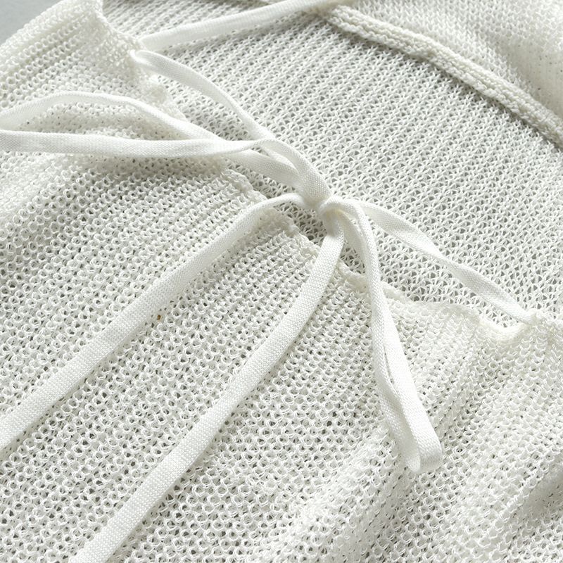 Đầm Len Xuyên Thấu Cover Up Bikini Cổ Xẻ Choàng Đồ Bơi Đi Biển