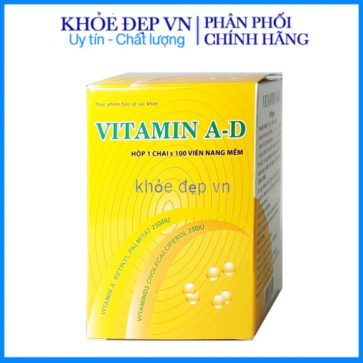 Viên uống Vitamin AD sáng mắt đẹp da - Lọ 100 viên