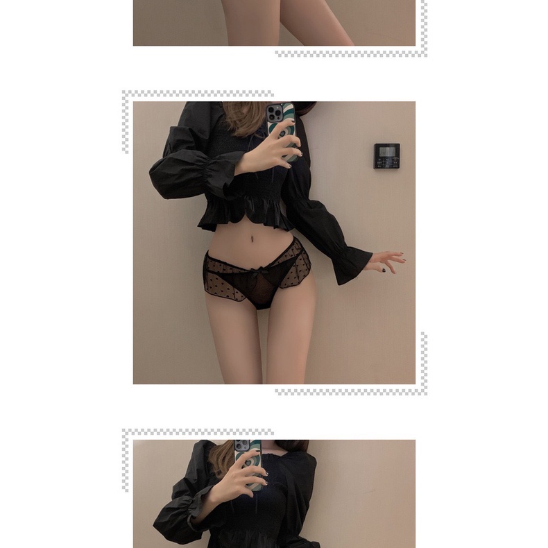 Quần Lót Nữ-Quần Lót Ren thiết kế lưới đính trái tim nhỏ sexy thoáng mát MÃ C26