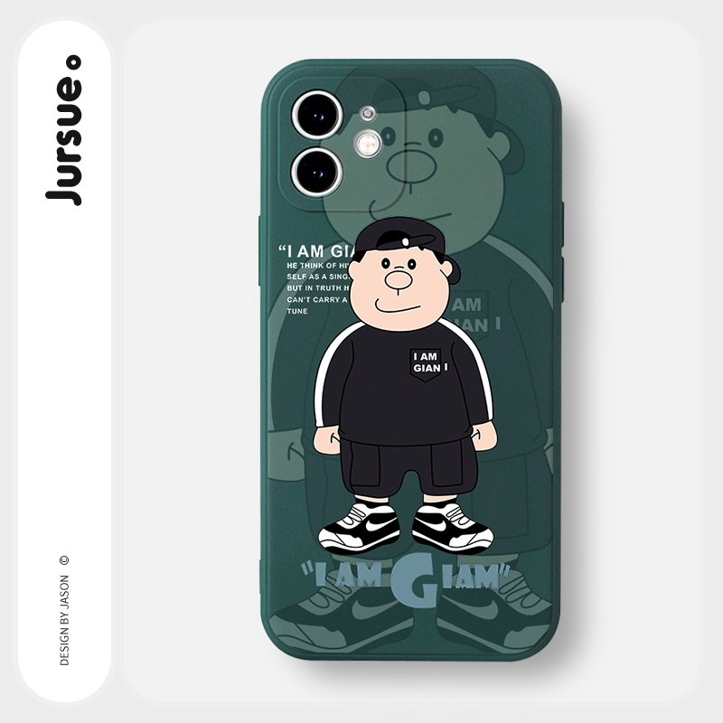 Ốp lưng JURSUE mềm hoạt hình dễ thương đẹp đen cho iPhone 13 12 11 Pro Max SE 2020 X XR XS 8 7 ip 6S 6 Plus kute Y1778
