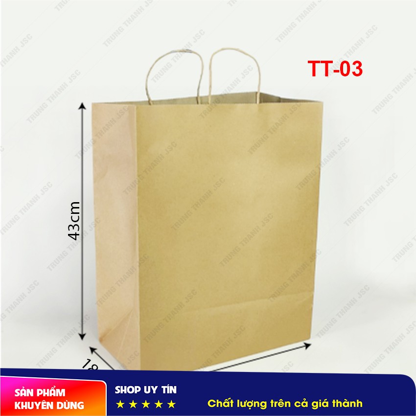 Túi giấy Kraft có quai, túi đựng quà - Kraft Handle Bag - 33x18x43cm - mẫu TT-03 - Tiêu chuẩn xuất khẩu