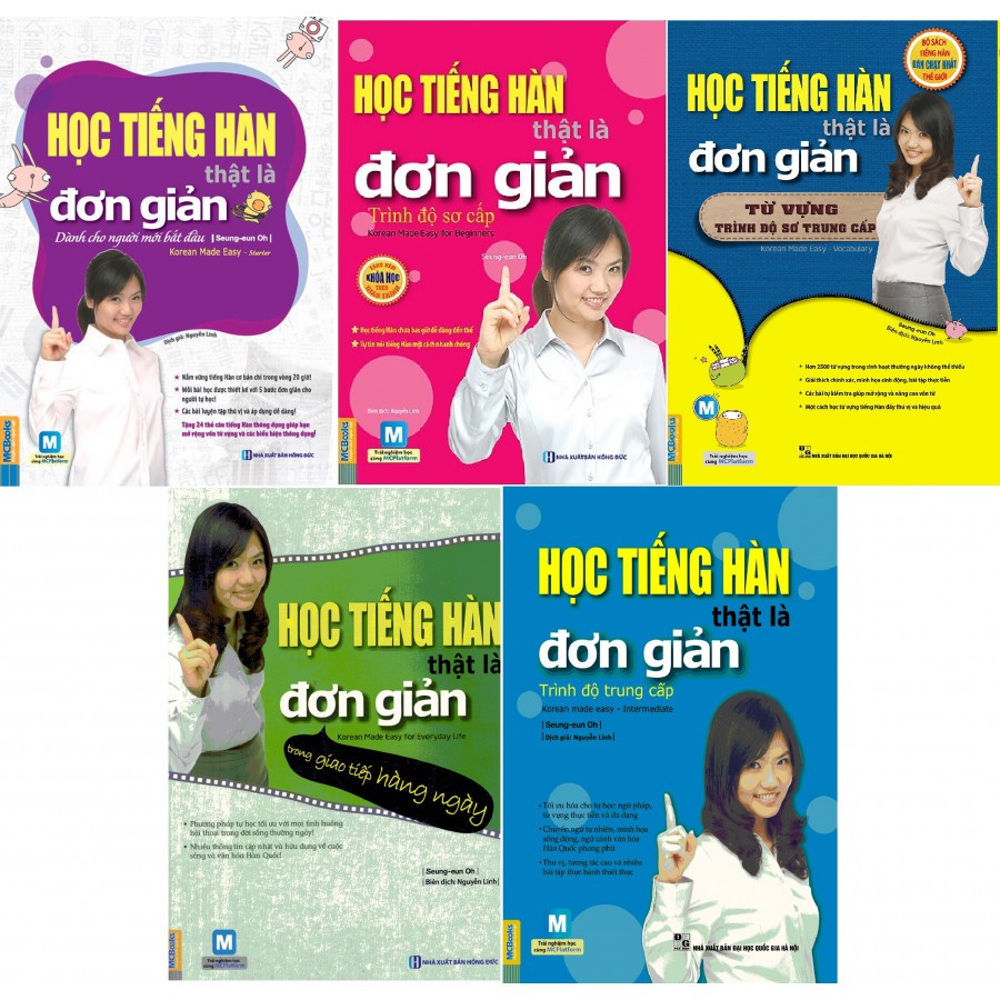 Sách - Combo trọn bộ 5 cuốn Học tiếng Hàn thật là đơn giản