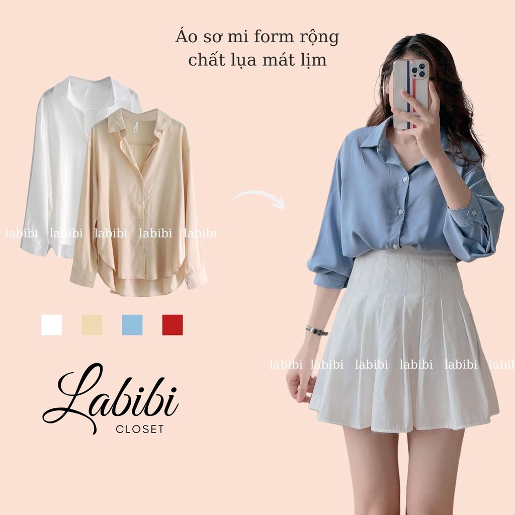 Áo Sơ Mi Tay Dài Form Rộng Chất Lua Mát Lịm Nhiều Màu, Labibi