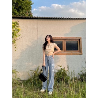 Áo croptop len mỏng cổ polo ( Ảnh thật )