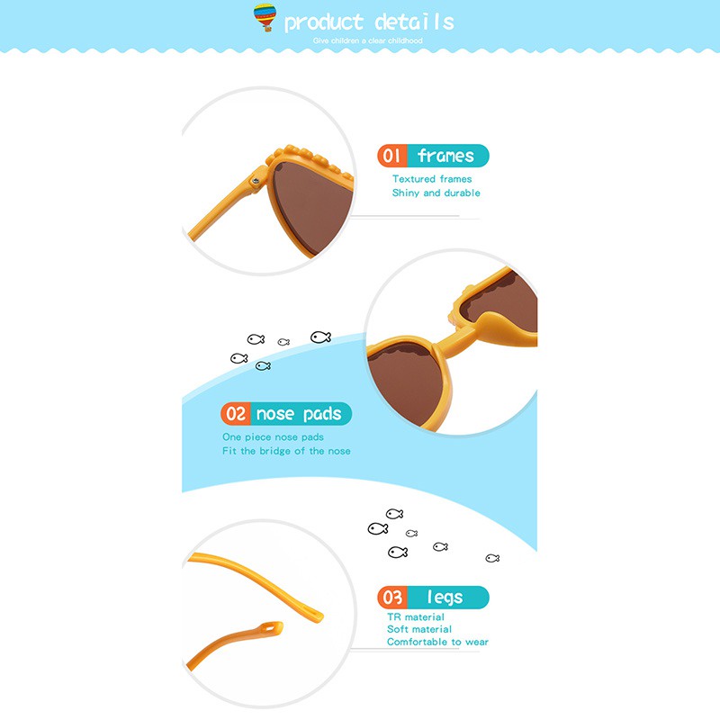 Kính Mát Cho Trẻ Em Phong Cách Mới Hình Trái Tim Dán Tia Cực Tím