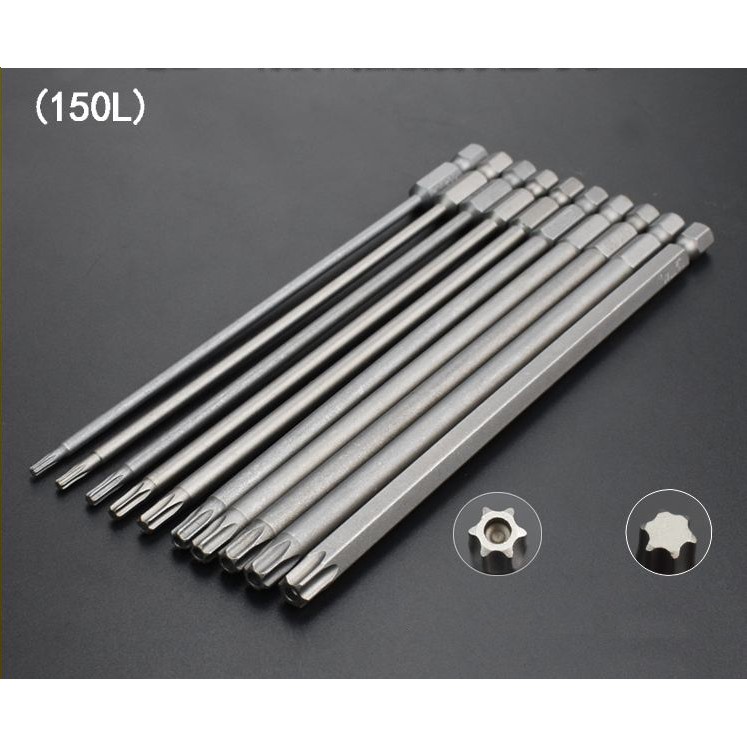 Mũi hoa thị lục giác lỗ và không lỗ dài 150mm có nam châm từ T6 đến T40 Minh M
