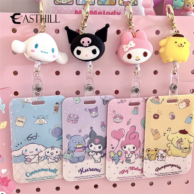 SANRIO Ví Đựng Thẻ/Tiền Xu/Thẻ Xe Buýt Gắn Móc Khóa Có Thể Thu Gọn Hình hello kitty Dễ Thương