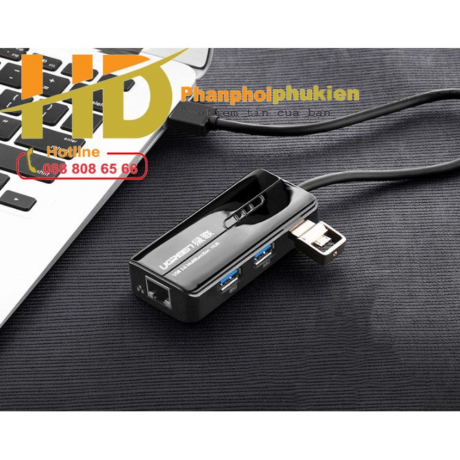 Bộ Chia USB 2.0 Tích Hợp Cổng Lan UGREEN 20264