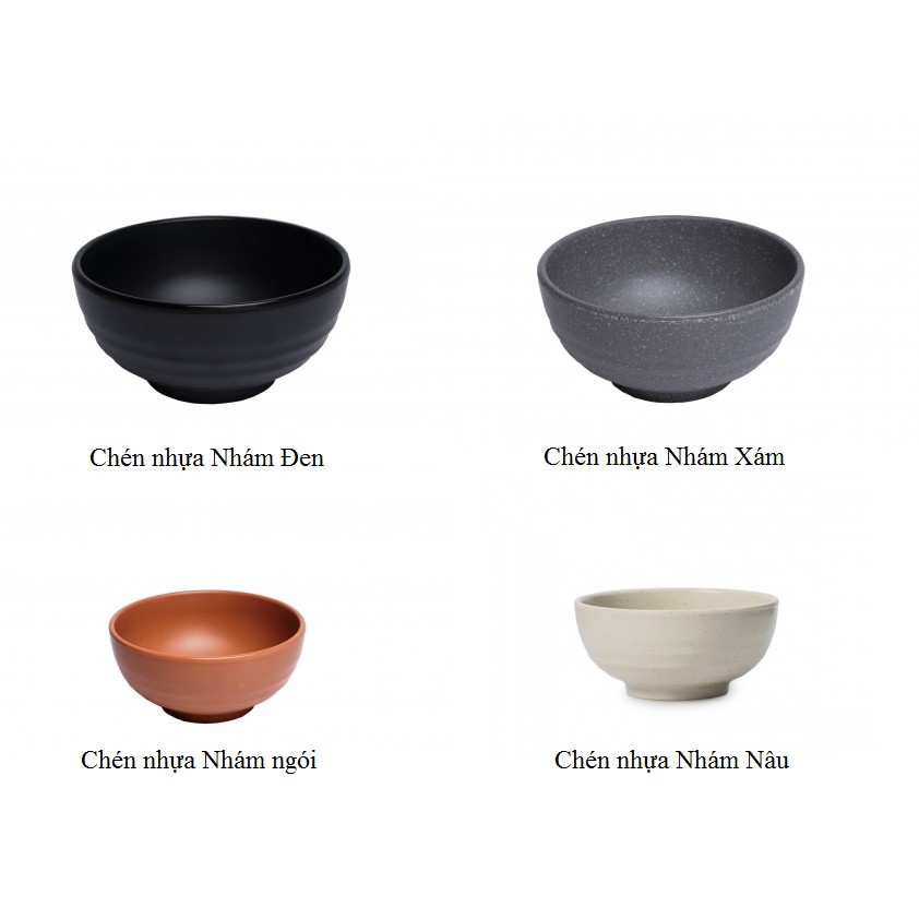 Chén Nhựa Melamine Nhám Đen/Nhám Xám/ Nhám Ngói/ Nhám Nâu- Co20N