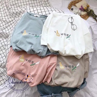 Áo thun thêu hình củ hành