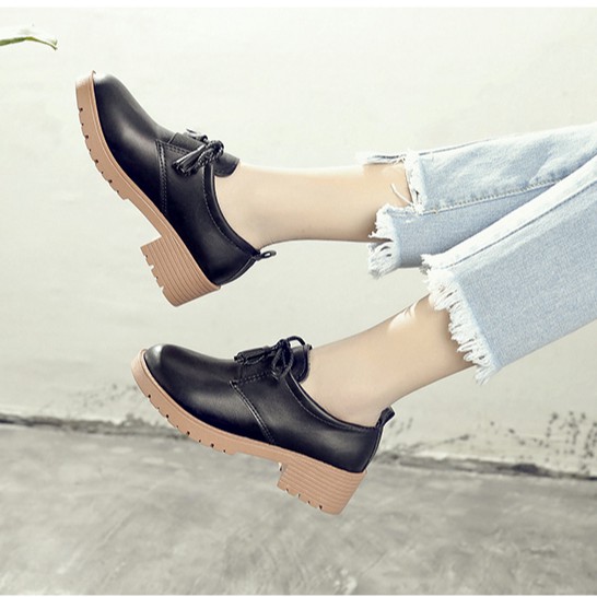 [A38] Giày BOOT Oxford Nữ 4 phân Thắt Nơ CỰC XINH