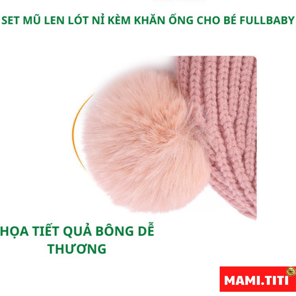 mũ len trẻ em, Mũ len 2 quả cầu bông cho bé - MAMI.TITI