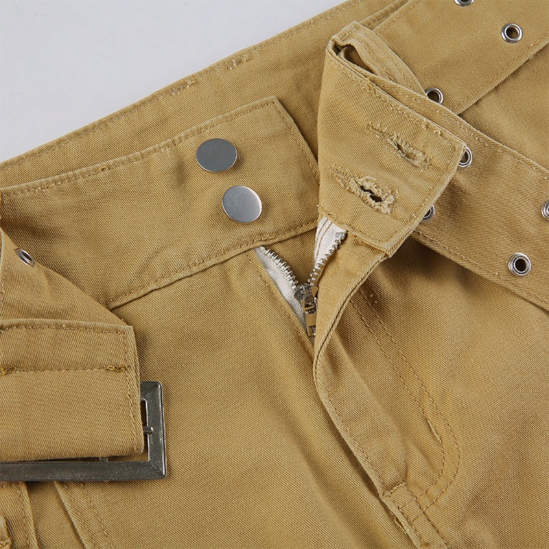 Chân Váy Jeans Chữ A Mini Lưng Thấp Màu Sắc Trơn Phong Cách Harajuku Goth 90s Cho Nữ