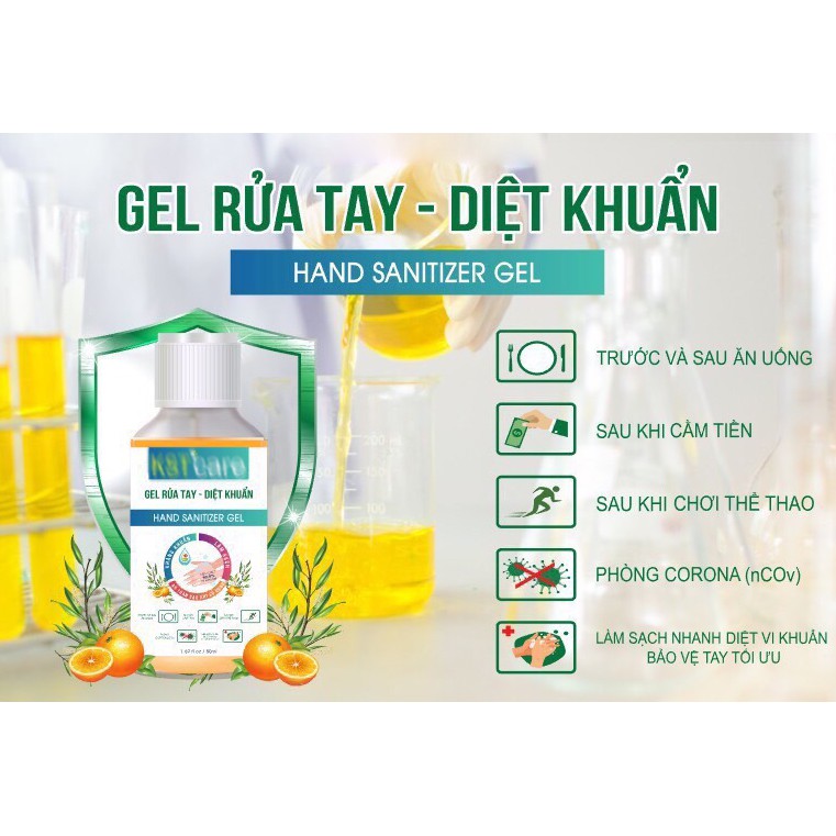Gel rửa tay khô diệt khuẩn kst 50ml hương cam