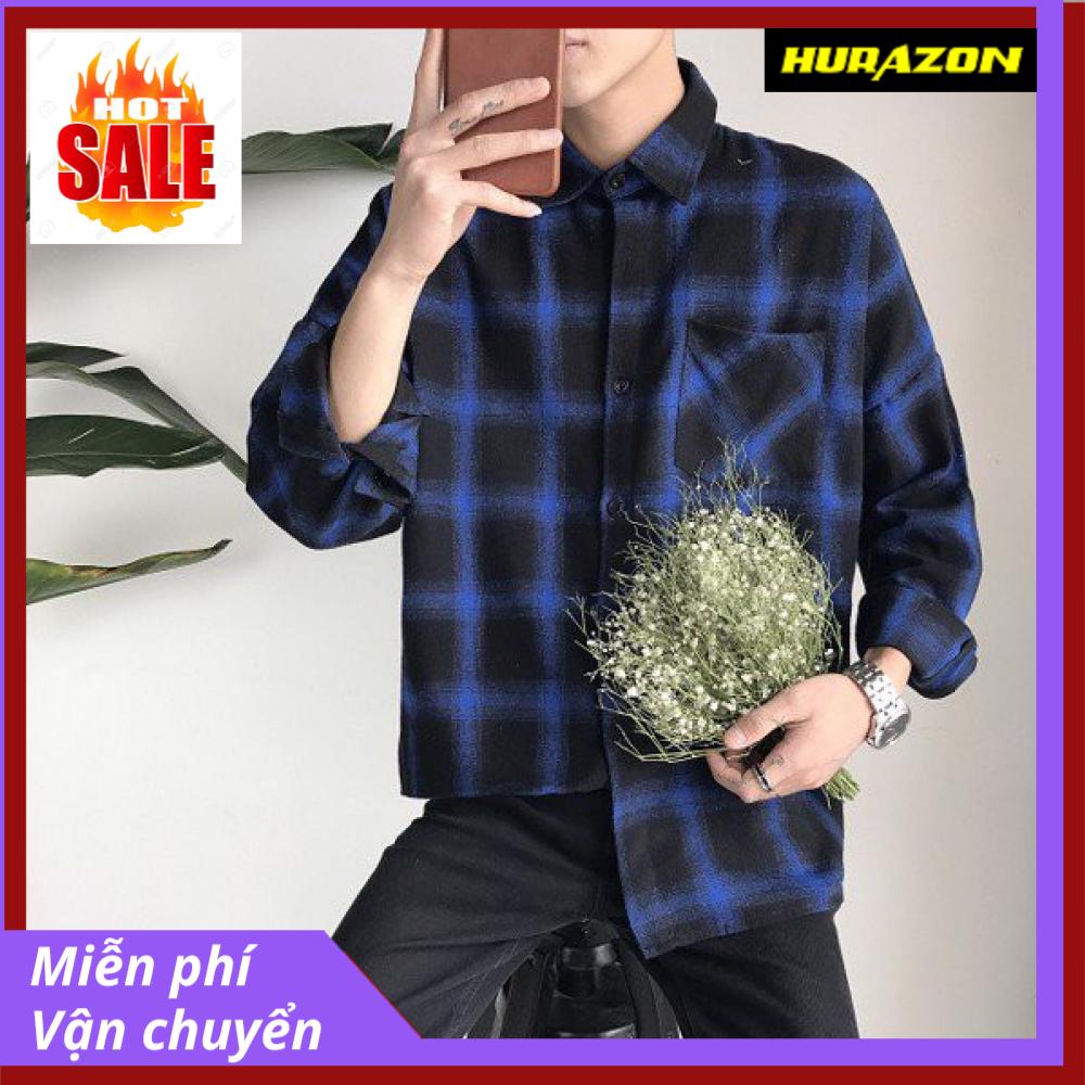 Áo sơ mi Caro Victory hàn quốc nam nữ màu xanh ASM3016A