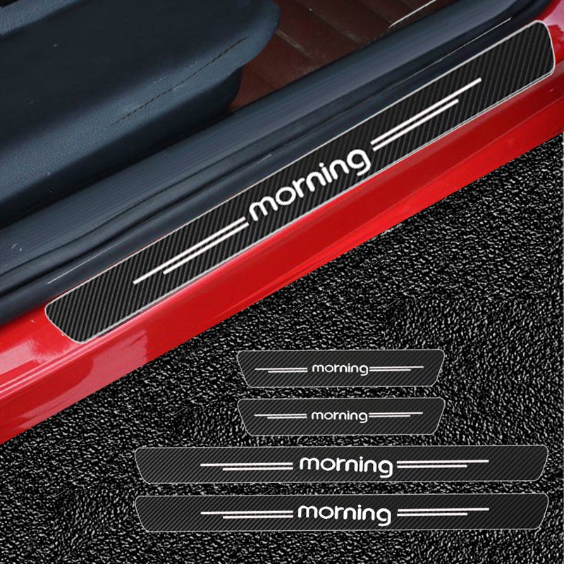 Bộ 4 Miếng Dán Họa Tiết Sợi Carbon Trang Trí Cửa Xe Hơi Kia Morning
