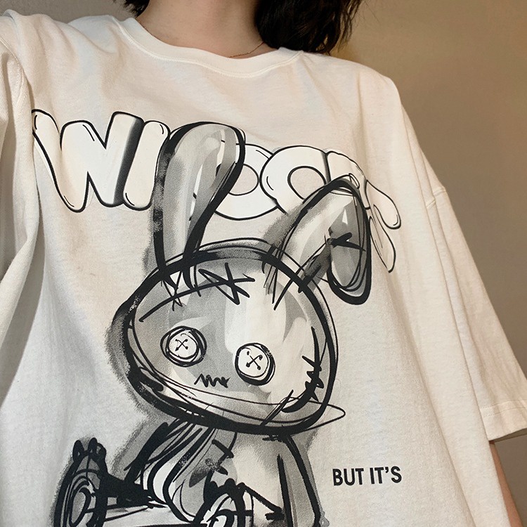 Áo thun Tay Lỡ Unisex BUNNY WIOOPS, Áo Phông Nam Nữ Form Rộng, có hình ảnh video thật M247 DIEMHANG2K11