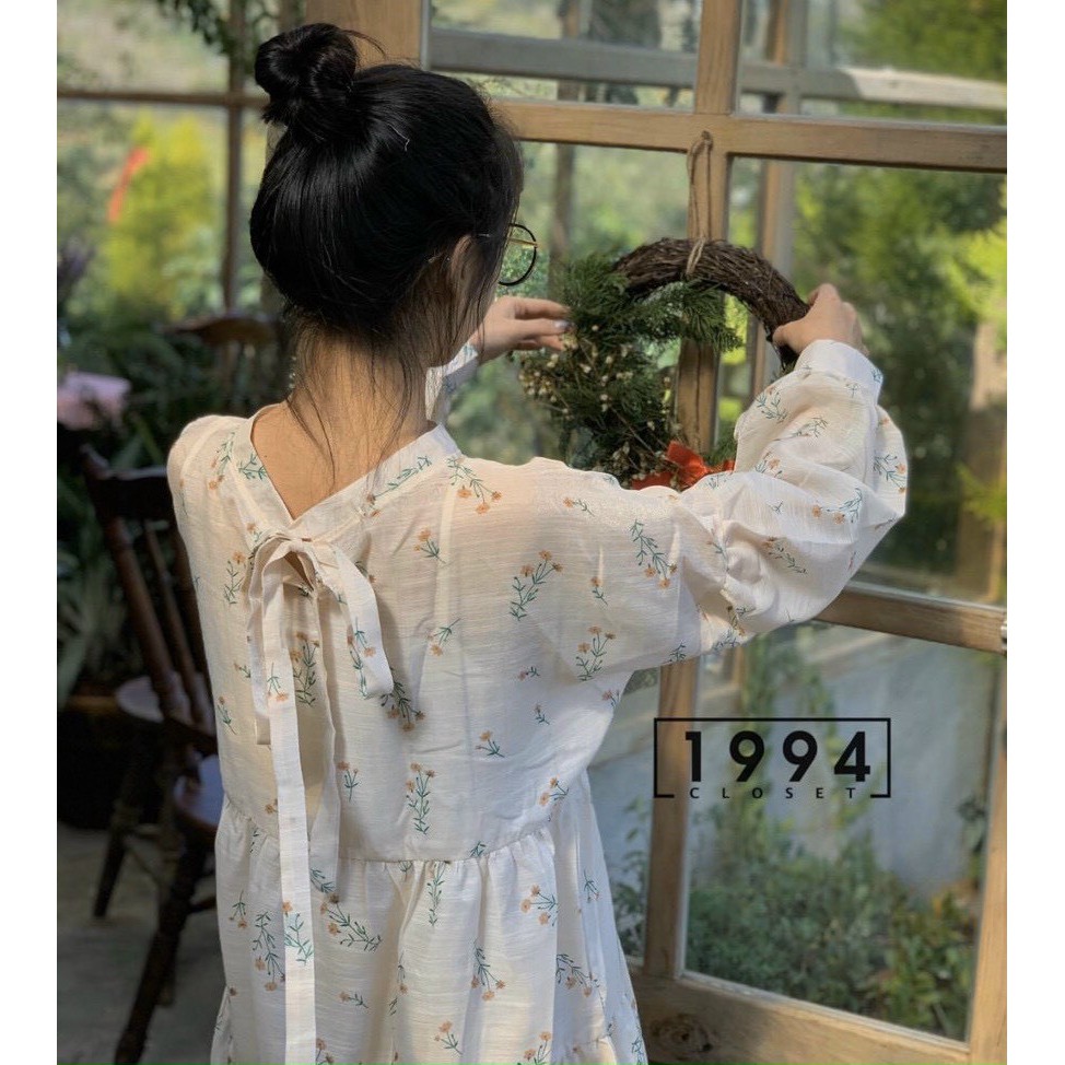 Váy Đầm Babydoll Tay Bồng Dáng Xòe Thắt Nơ Chất Xô Cao Cấp Phong Cách Ulzzang Trẻ Trung Năng.