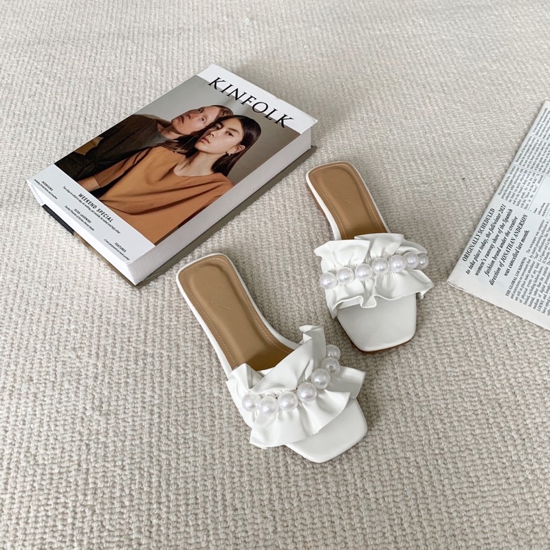 SORAMI.SHOES-Dép bệt bèo nhún đính ngọc siêu xinh
