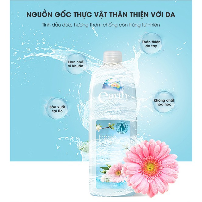  Nước xả vải gốc thực vật hương cúc đồng tiền Earth Choice Úc 1L