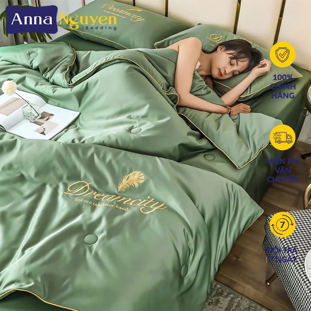Bộ Chăn Ga Gối Nệm Cotton Lụa Tencel Drap Giường Cao Cấp Bo Chun Drap - Anna Nguyen Bedding