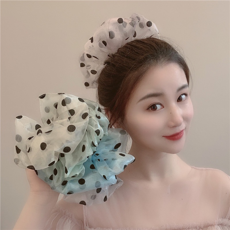 Dây buộc tóc châm bi size to Scrunchies trẻ trung HD144