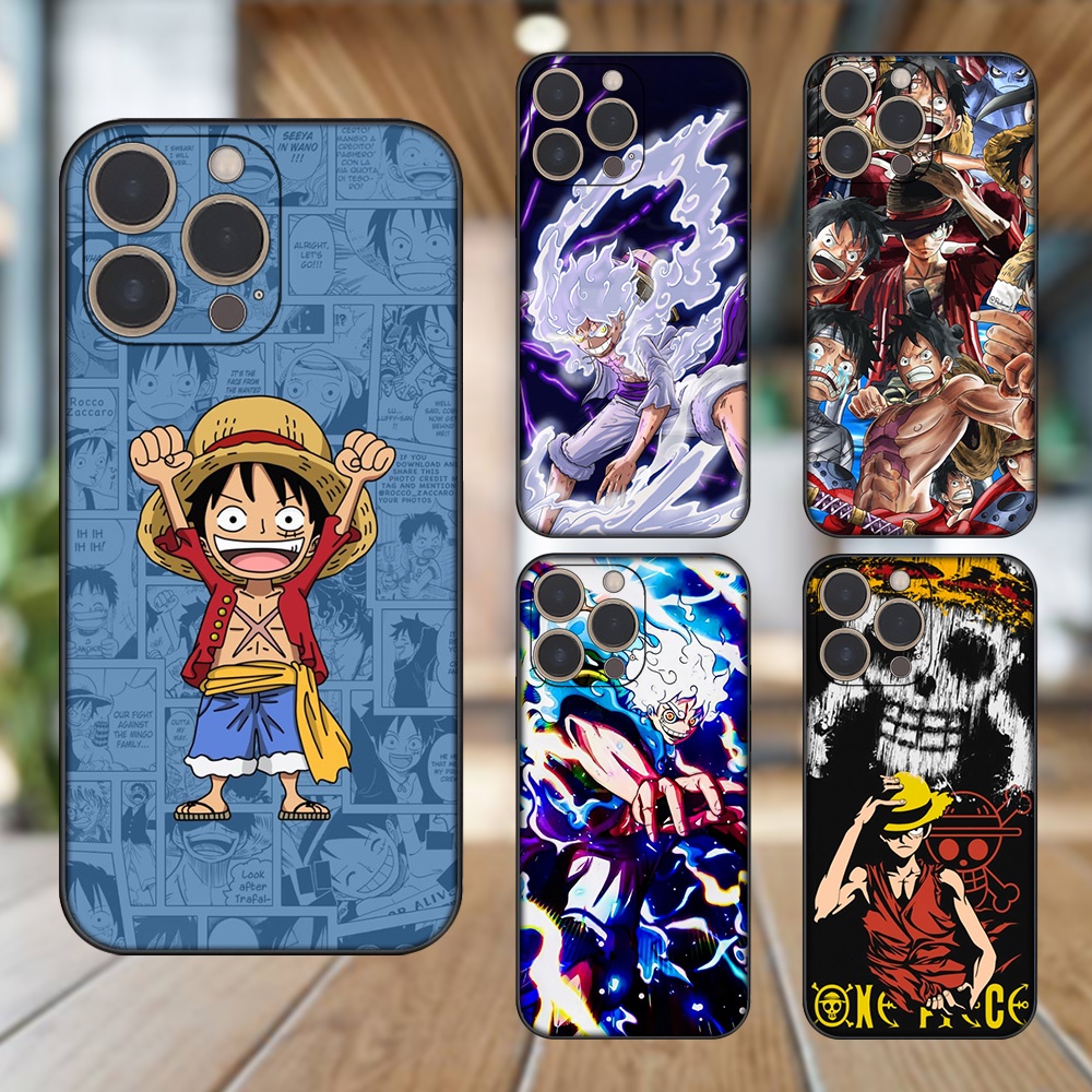 Ốp lưng iPhone 13 Pro dẻo đen cạnh vuông in hình Luffy One Piece