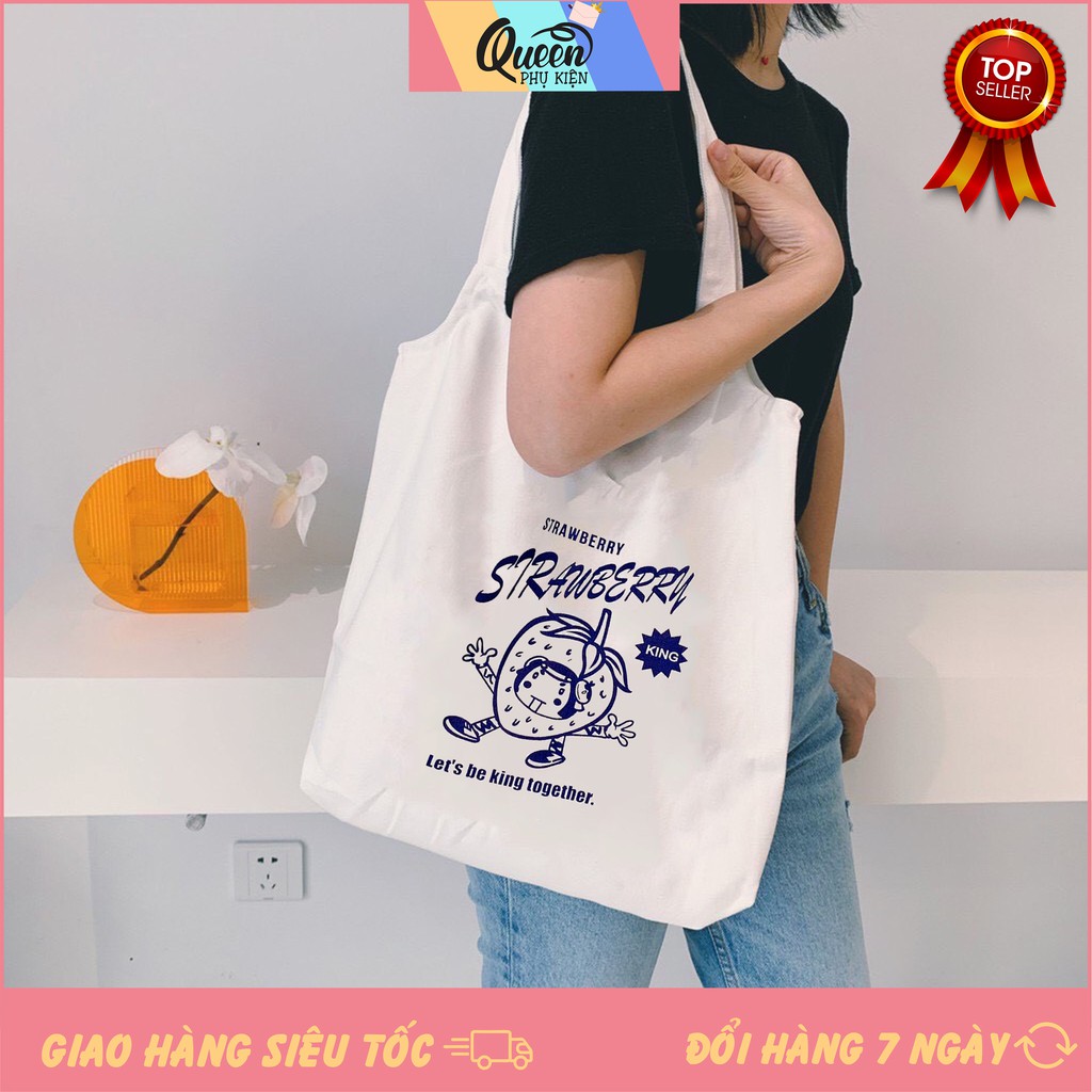 Túi Tote Vải Canvas Cao Cấp 1003 464 Strawbery Trái Dâu Thời Trang Hàn Quốc Cực Hot