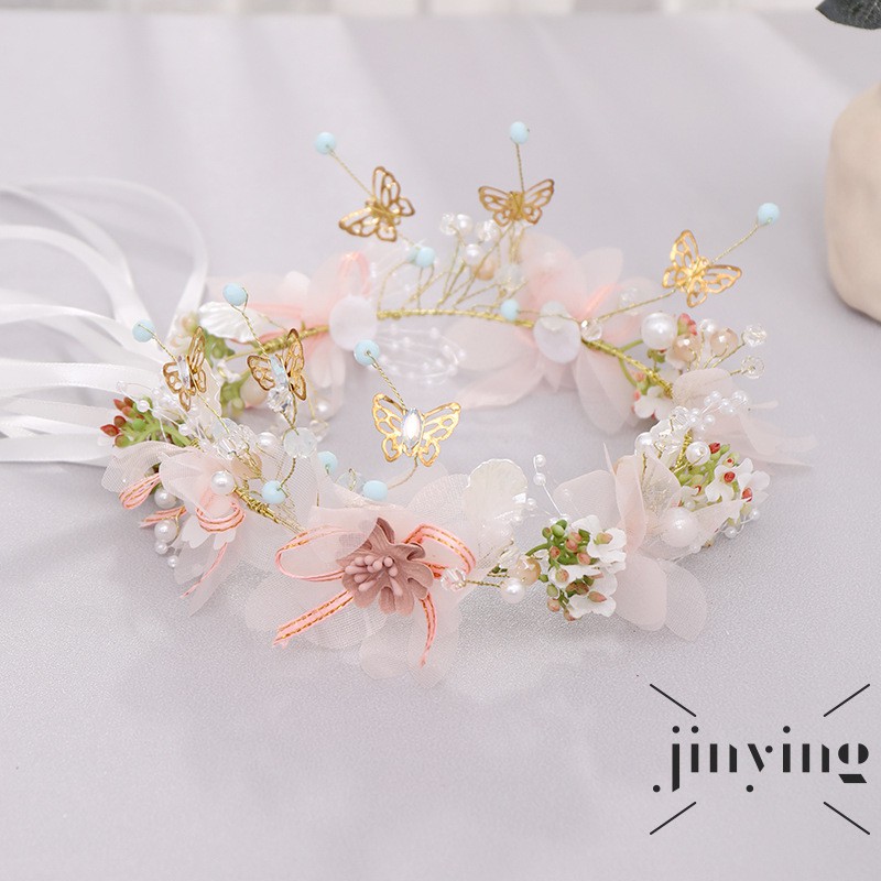 Vòng đội đầu GETNOIVAS phối hoa và bướm xinh xắn cho phù dâu