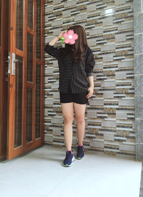 Áo Sơ mi oversize sọc trắng/đen