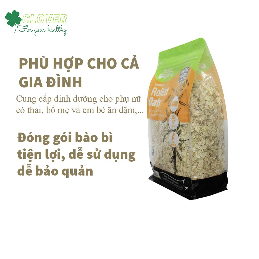 Yến mạch nguyên hạt ăn liền Absolute Organic hiệu Rolled Oats nhập khẩu Úc túi 700gr giúp giảm cân, cho bé ăn dặm