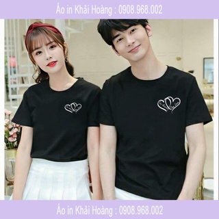 Áo cặp đôi nam nữ đen tình yêu đơn giản lãng mạn khải hoàng stror