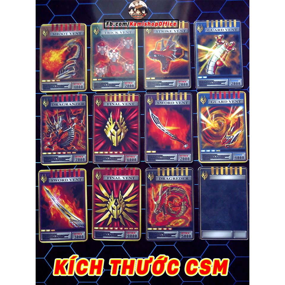 Set Ryuki 12 thẻ Advent - Kích thước CSM - KamiShop - Kamen Rider Card