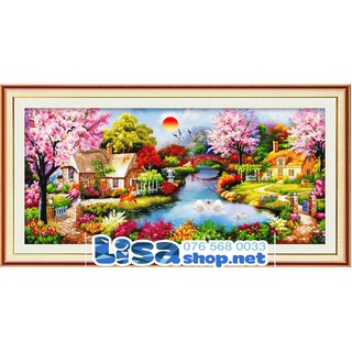 Tranh đính đá PHONG CẢNH 160x75cm chưa đính lv006
