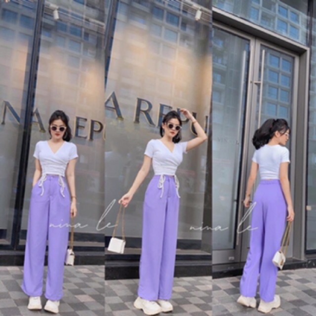Quần culottes ống rộng khoá trước màu siêu hót