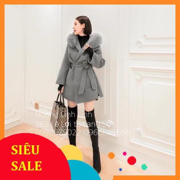 [Sale Tận Gốc] [HANGD VNXK ] ÁO DẠ MŨ LÔNG CỘT EO