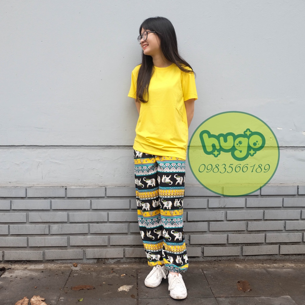 Quần lanh Màu Ngẫu Nhiên nam nữ họa tiết phom to 40 - 80kg nhiều màu - Hugo Shop